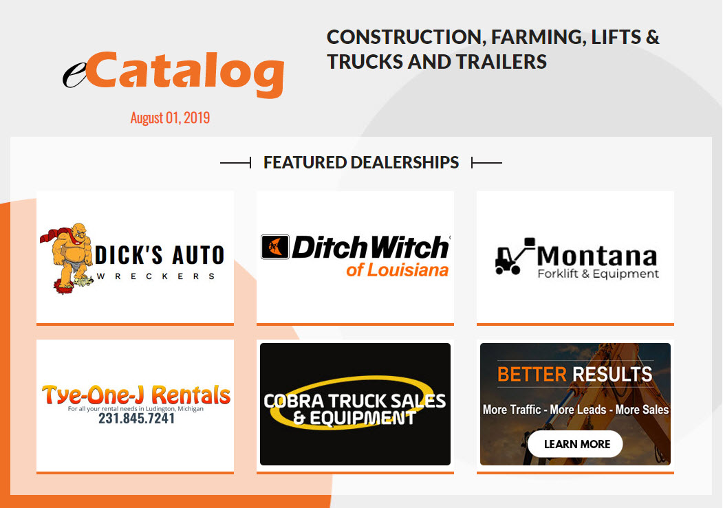 Construction, Farming, Lifts & Trucks and Trailers Catalog # 24 - August 01, 2019