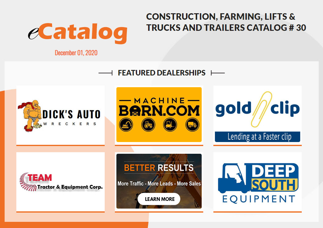 Construction, Farming, Lifts & Trucks and Trailers Catalog # 30 - December 01, 2020